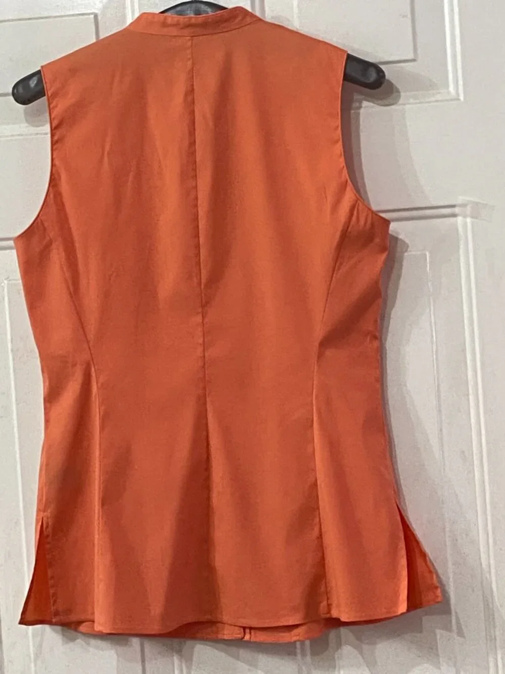 Lafayette 148 Womens Sz 4 Blouse Button Up Shirt  Sleeveless Orange Coral - Picture 6 of 9